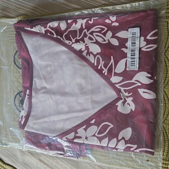 Floral Print Tunic White on Burgundy V Neck Sleeveless Stretch Women 3XL (US 18) - Picture 5 of 9